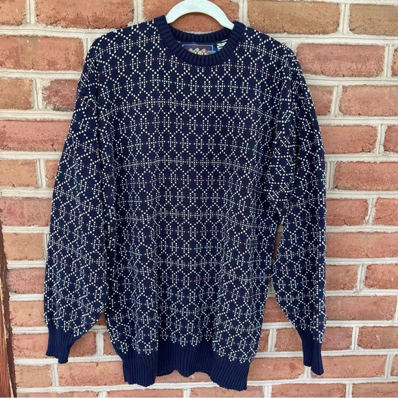 Ralph Lauren Men's Navy and White Crewneck Sweater. Oversized - Picture 1 of 8